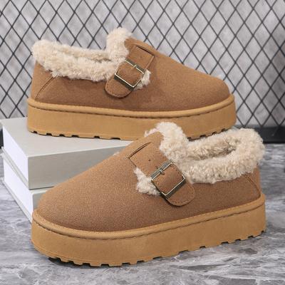 Winter Women's Shoes Boken Shoes Plush Fashion Retro Bean Shoes Cotton Women's Flat Sole Slippers Platform Women Boots