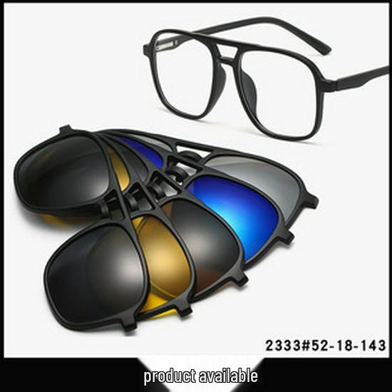 Polarized Magnetic Clip-on Sunglasses Set: Unisex TR Frame Prescription Eyeglass & Sunglasses Combo