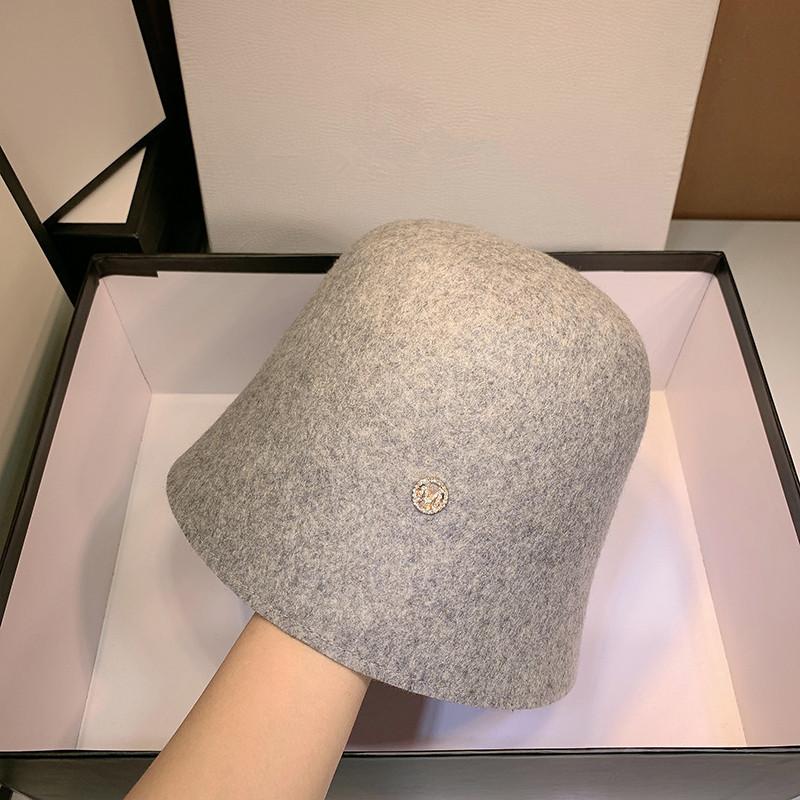 

202308-yk-ax ins dropshipping Japan custom wool felt m letter solid leisure lady bucket cap men women fishermen hat wholesale head size 57cm