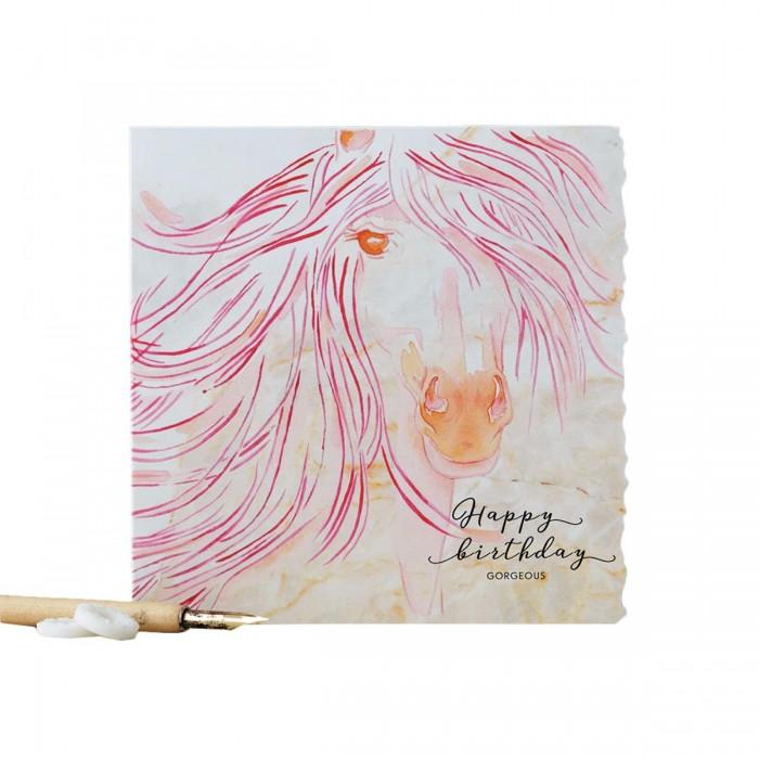 Deckled Edge Fanciful Dolomite Birthday Greetings Card