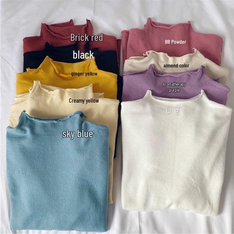 Women's 2024 New Style Semi-High Neck Knitted Sweater - Long-Sleeved Base Layer or Outerwear, Soft and Cozy.
