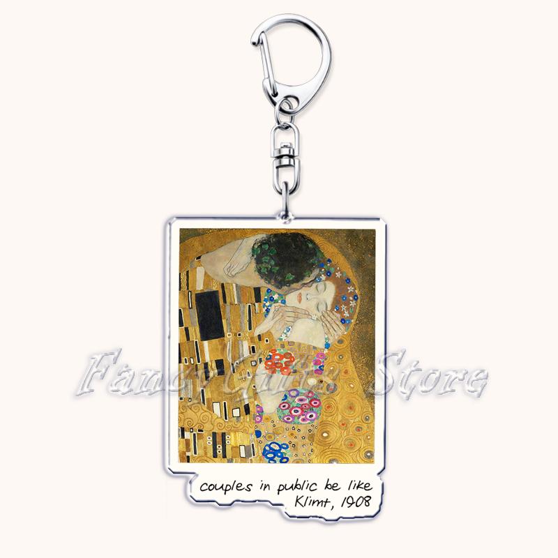 

Gustav Klimt The Kiss Oil Painting Keychains for Women Accessories Bag Keyrings Key Chain Ring Jewelry Friends Lover Fans Gifts