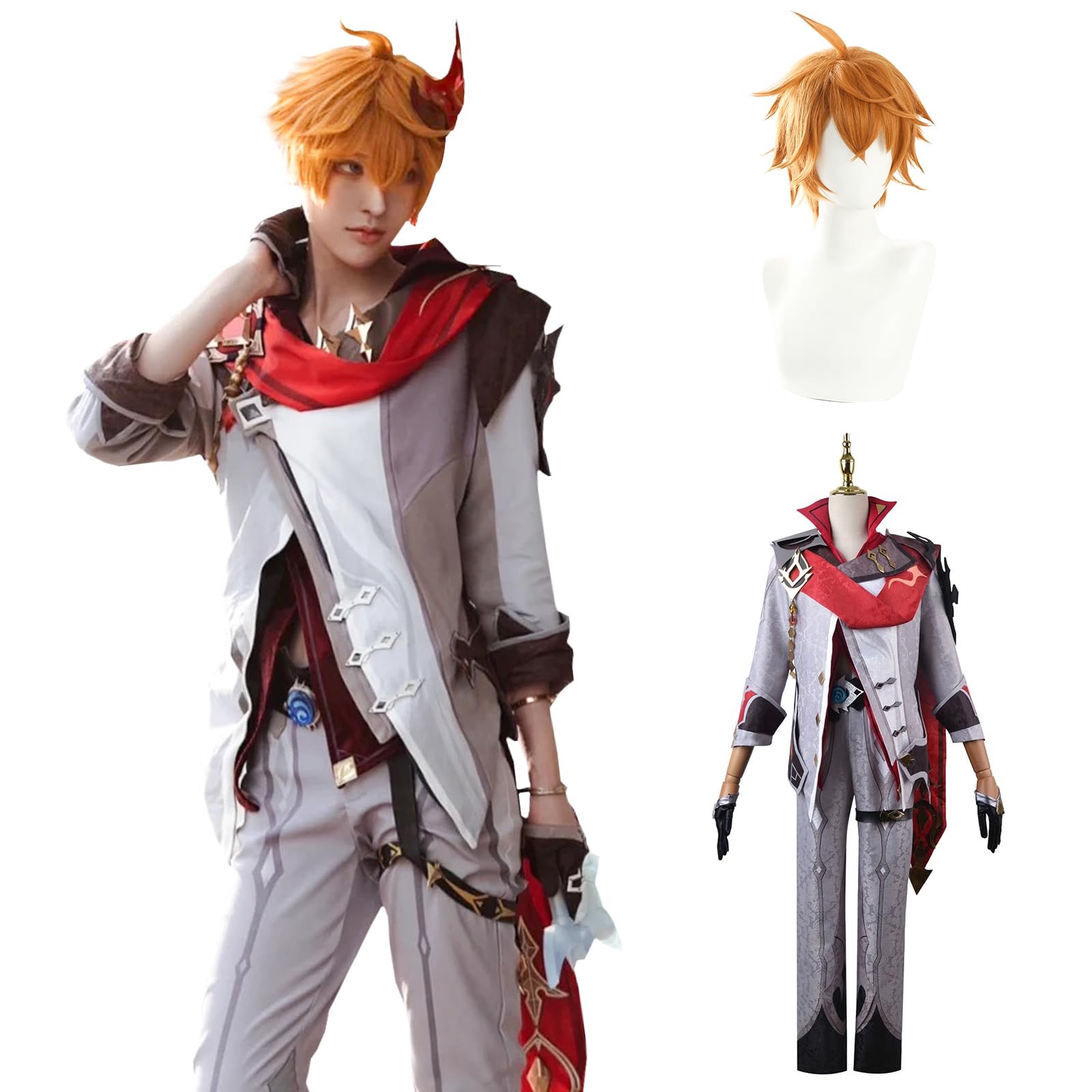 

Костюм для косплея Геншин Аякс с полным взрослым Идеально подходит для школы Геншин Аякс Косплей Аякс Размер [Отличный продукт] Парик, Фатуи, Набор, Костюм,