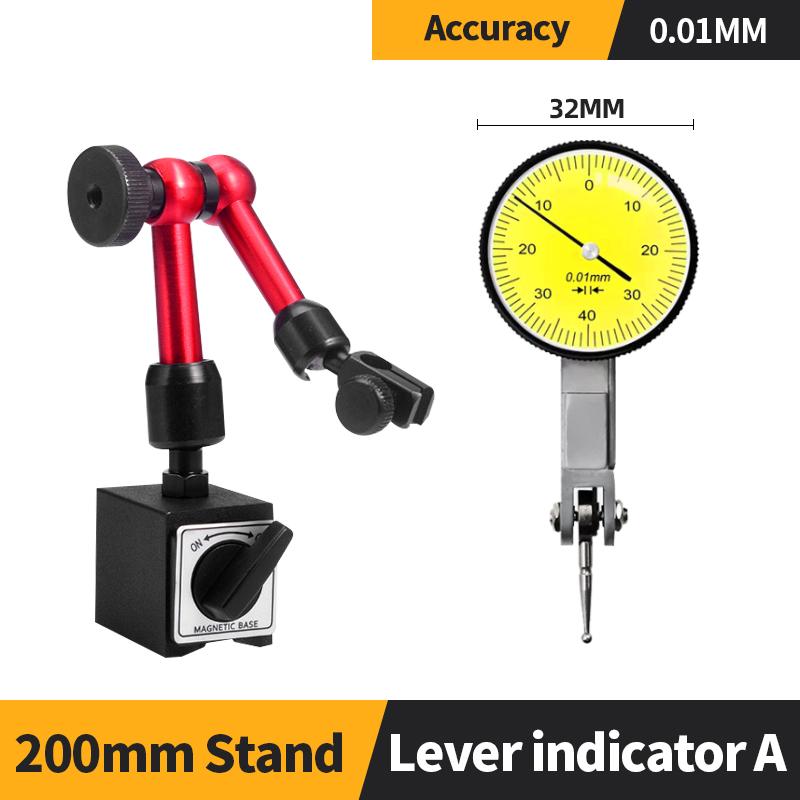 Kerseo 0-0.8mm Lever Dial Indicator Gauge With Measuring Probes Mechanical 0.01mm Measuring Tool Dial Bore Gauge Test Indicators