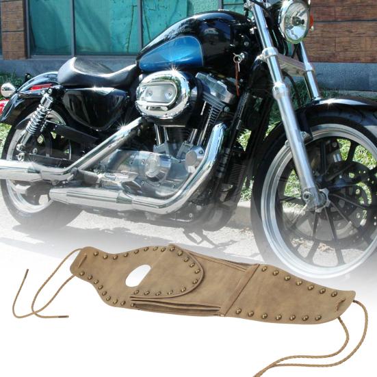 

Vintage Fuel Tank Leather Braided Rivet Bronze Bag Faux Oil Tank Panel Cover Bag