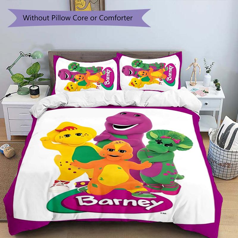 Barney 3pcs Bedding Set Duvet Cover Closure Includes 1 Duvet Cover & 2 Pillowcases for All Seasons Bedroom Home Dorm Decor