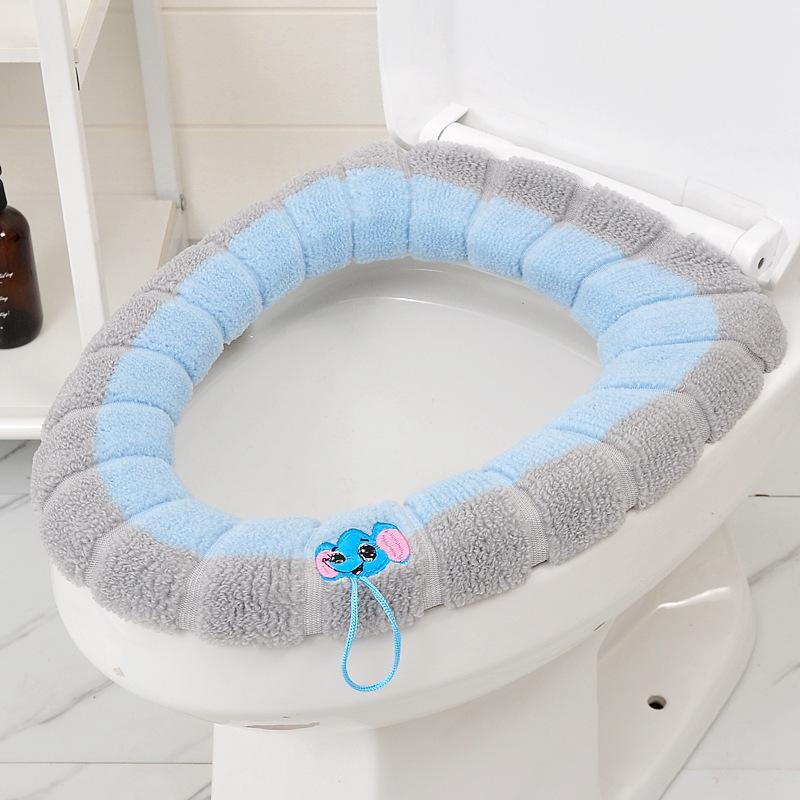 O-Shape Dirt-Resistant Plush Toilet Seat Mat with Handle