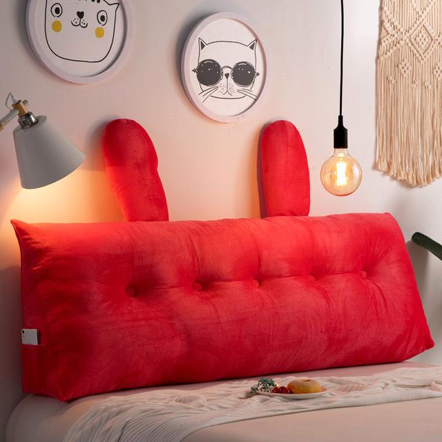 Einfarbiges Nachttischkissen, großes, weiches Rückenlehnenkissen aus Samt, abnehmbares, süßes Rückenstützkissen für Paare, kurzes Sitzkissen aus Plüsch