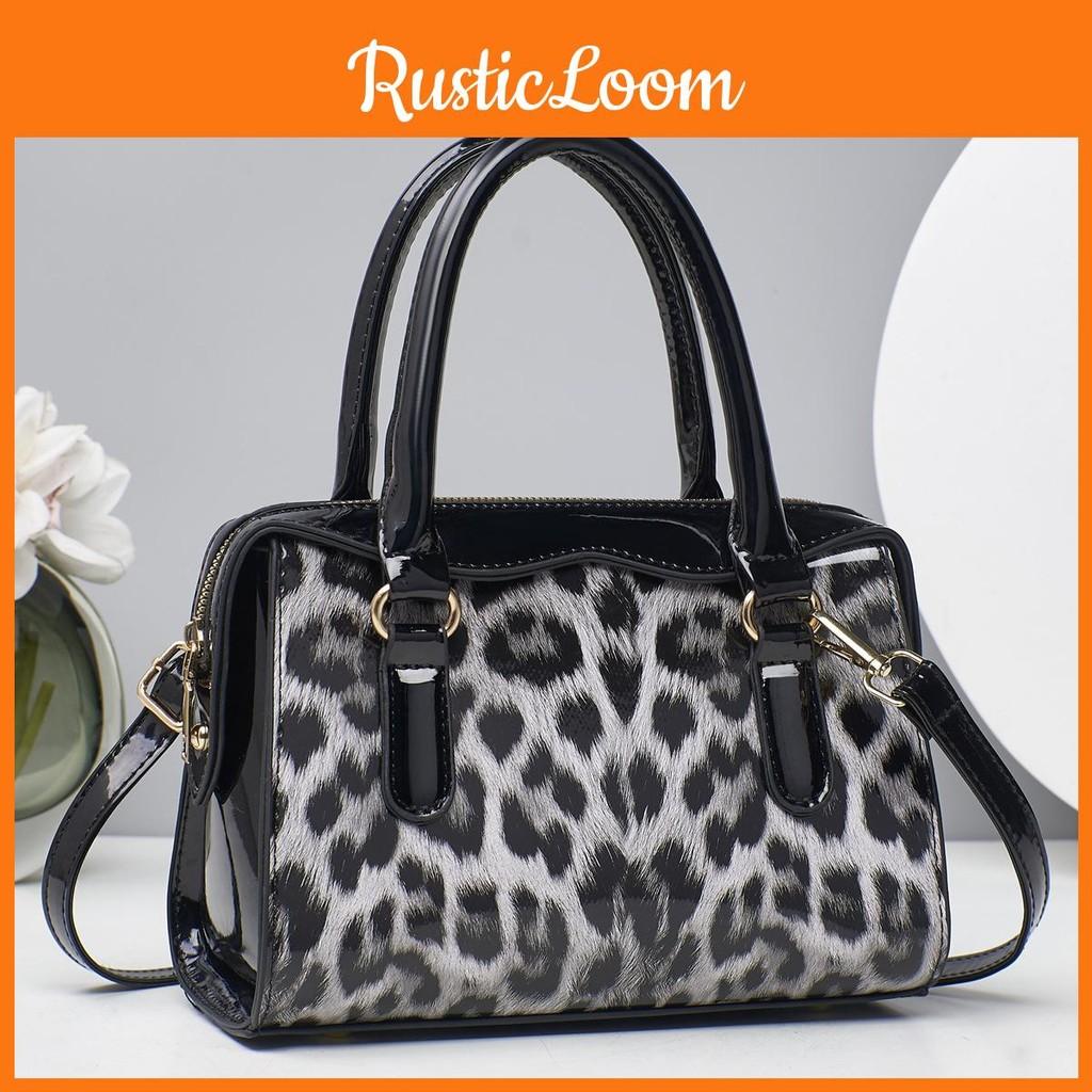 Leopard Print Fashion Color Blocking Women Casual Glossy Shoulder Bag Daily For