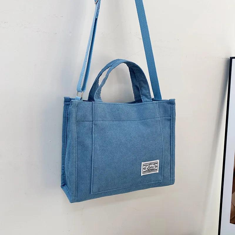 New Vintage Corduroy Tote Bag Retro Messenger Crossbody Bags Purse Casual Women Handbags Shoulder Bag Multiple Color Available