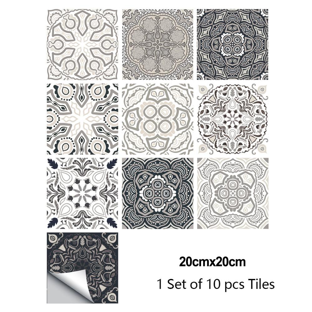 10PCS Mosaic Tile Stickers Stick Bathroom Kitchen Home Wall Floor Self-adhesive Waterproof Wallpapers For Home Bathroom Decor
