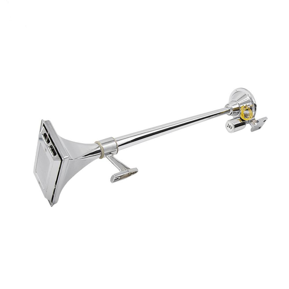 Super Loud Single Trumpet Square Semi Truck Air Horn 12V/24V with Electric Valve Control Hose 640MM