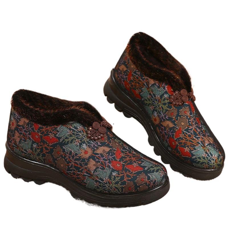 Peking Stoffschuhe ältere Baumwollschuhe Winter Samt verdickt ältere rutschfeste Baumwollstiefel weiche Sohle warm Oma Mutter Schuhe