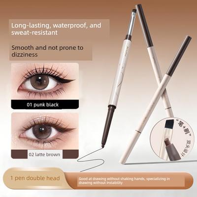 Double-Ended Gel Eyeliner Pen with Blade Brush, Smudge-Proof, Waterproof, Long-Lasting, for Beginners, Ultra-Fine Eyeliner Pen