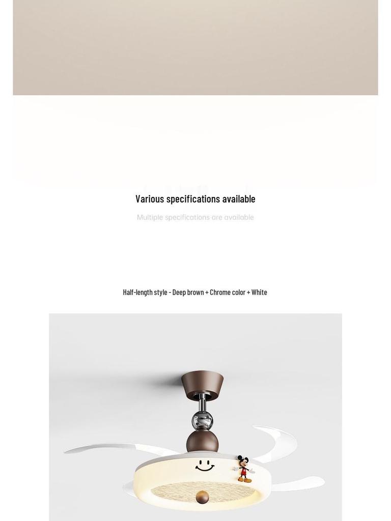 Cream Style Silent Ceiling Fan Light with Eye-Protecting Retro Design for Bedrooms and Children's Rooms