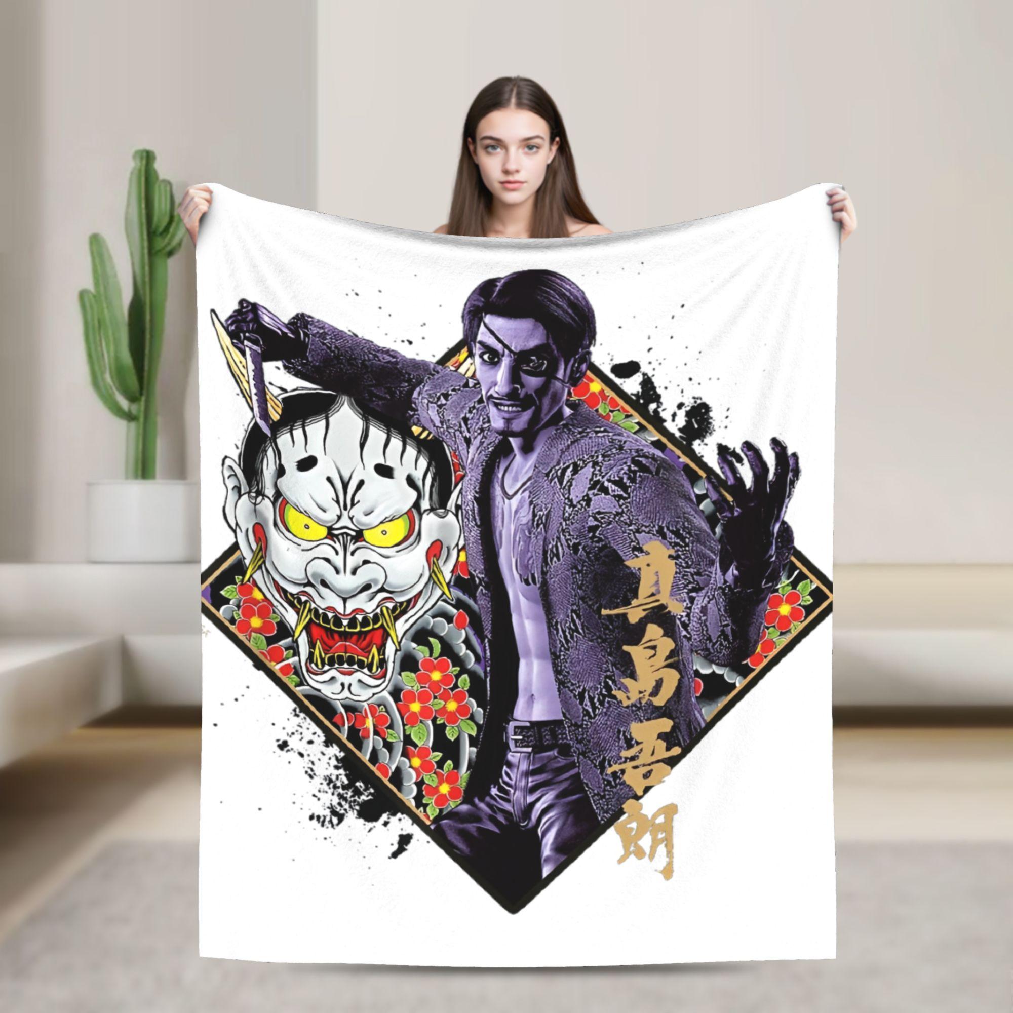 

Подобно дракону и Якудза Кивами Одеяло Коралловый флис Плюш Япония Игра Супермягкие Пледы Спальня Диван Одеяло Многофункциональное 30x40in