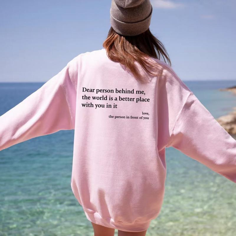 Popular you are enough dear people casual crew neck long sleeve printed fleece sweater