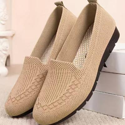 Mocasines de punto liso para mujer, ligeros, antideslizantes, planos, informales, para caminar