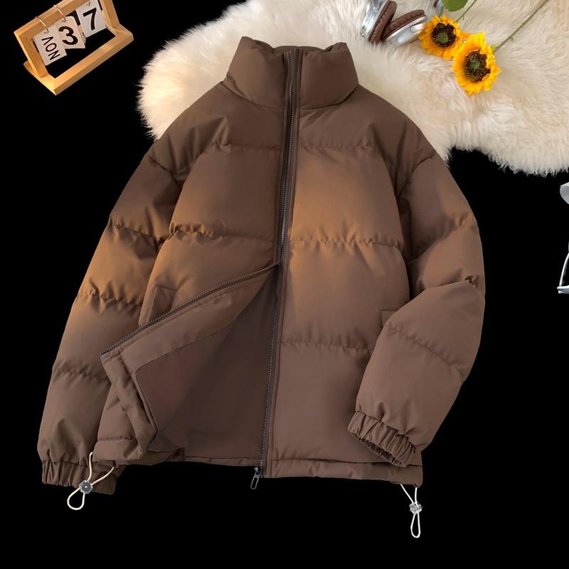 Stand-up Collar Cotton Clothing Men and Women Paragraph Winter Thickened Loose Cotton Jacket Couple Paragraph Casual Bread Clothing Cotton Jacket