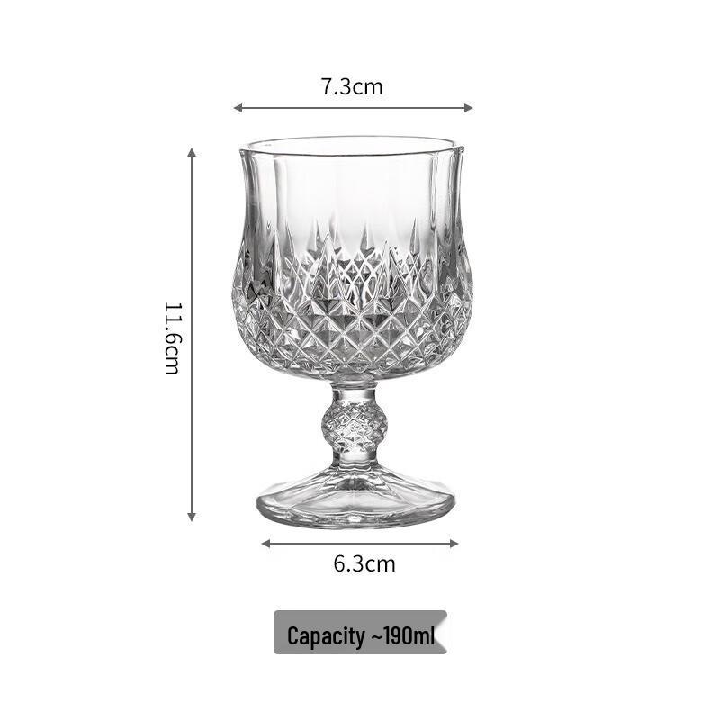 Diamond Embossed Crystal Glass Cup - 190ml