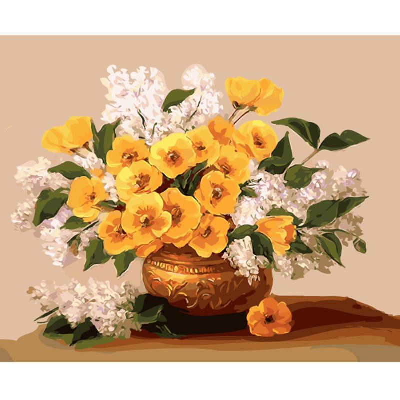 Artistic Flower Picture Unframd Handmade Oil Painting DIY Digital Kits Canvas Draw Home Decro Gift
