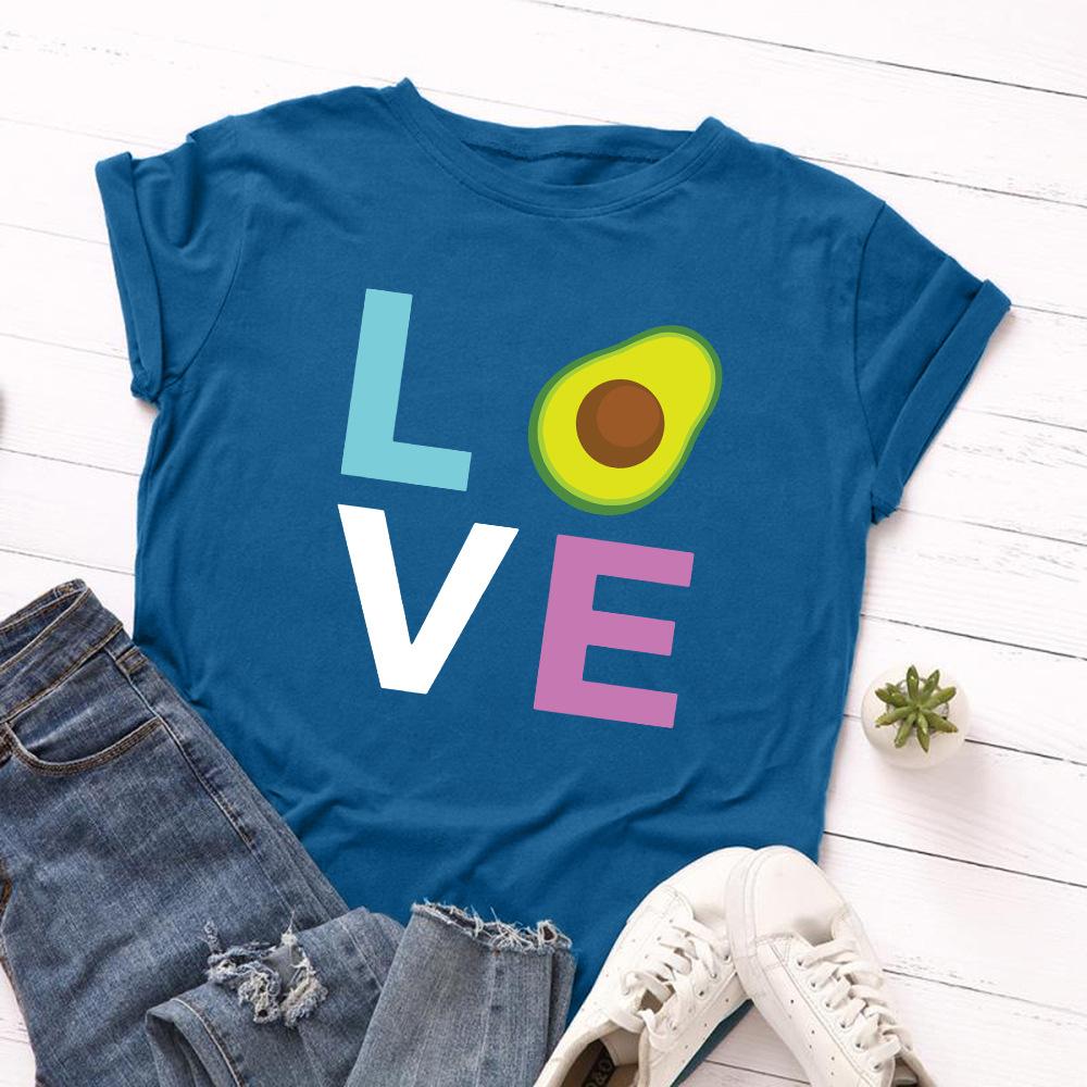 Cotton T-Shirt Short Sleeve Round Neck Women 2d Print Tops