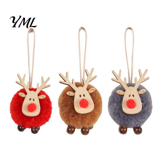 Winter Wonderland Party Supplies Christmas Felt Elk Hanging Ornaments, Cute Fuzzy Pom Reindeer Unique Ornaments for Door Handles Pendant, Holiday