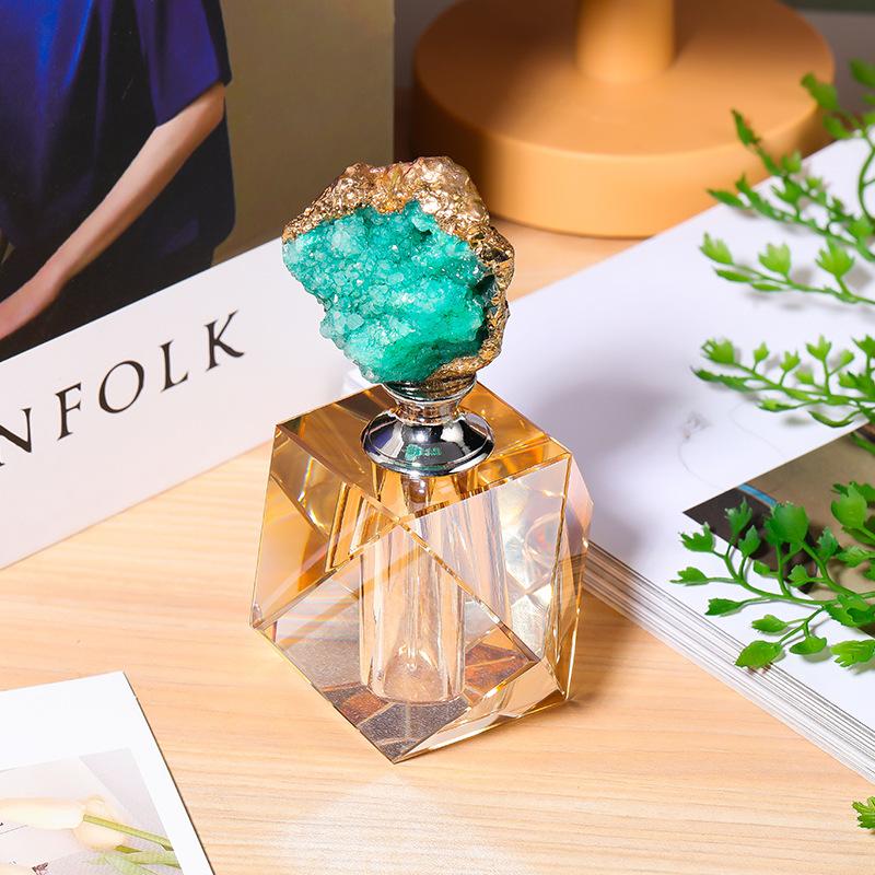 Creative Polygon Crystal Glass Perfume Bottle Amber Crystal Agate Perfume Bottle Luxury Home Decorative Jar Home Decor
