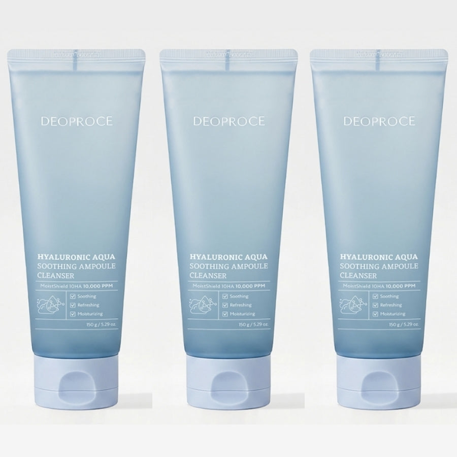 Deoproce Hyaluronic Aqua Soothing Ampoule Cleanser 150g*1Pc/2Pcs/3Pcs