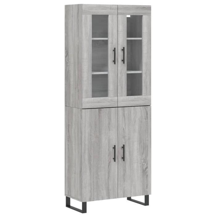 VidaXL Buffet haut Sonoma gris 69,5x34x180 cm Bois d'ingénierie 3198239