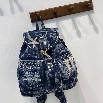 Luxury Denim Women Backpack High Quality Anti Theft Backpacks Female Casual Back Pack Bag Girls Designer Travel Backpack