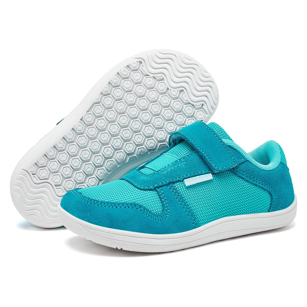 HOBIBEAR Scarpe Minimaliste a Punta Larga per Bambini, Stile Piedi Nudi, Piccoli/Grandi/Bambino, Chiusura a Velcro, Tomaia in Rete e Pelle Sintetica, Scarpe Leggere