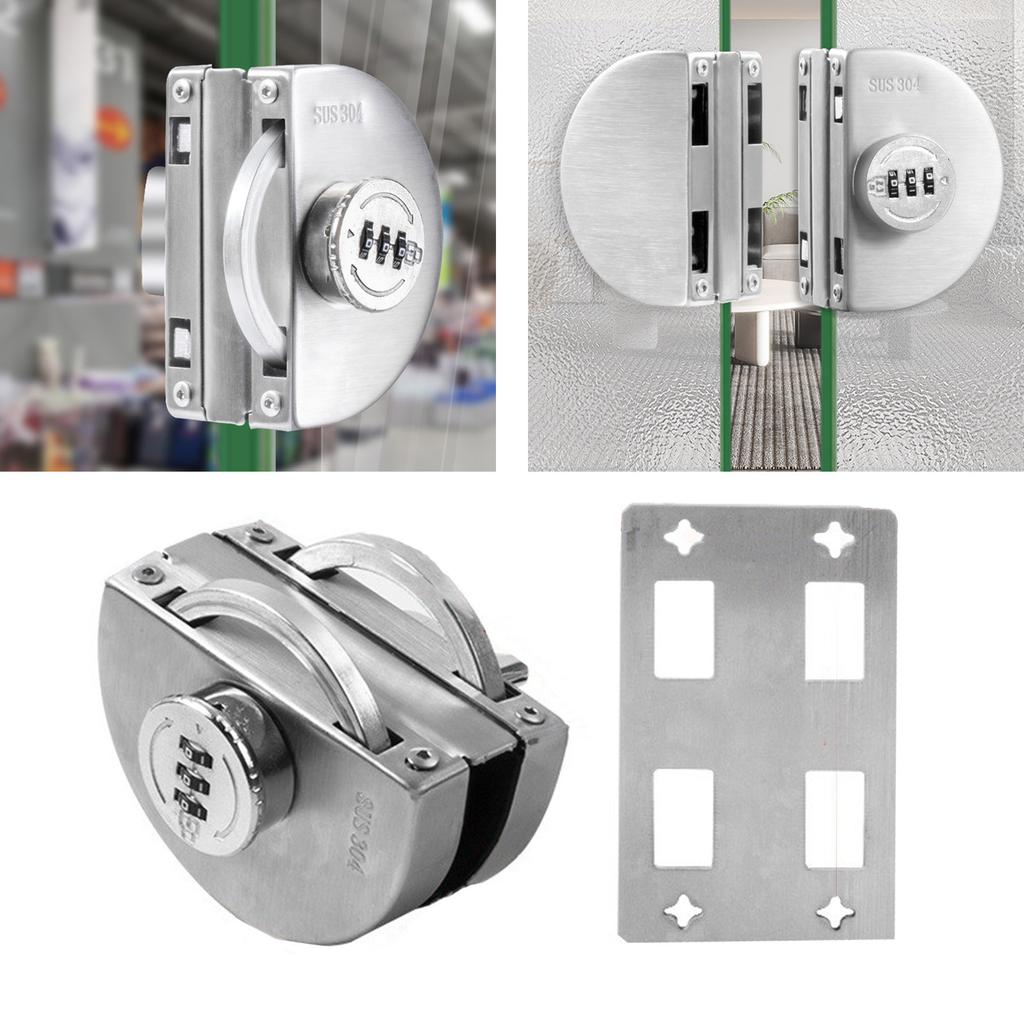 No Drill Glass Door Lock Stainless Steel Glass Cabinet Door Password Locks Keyless Glass Door Latch Easy to Install