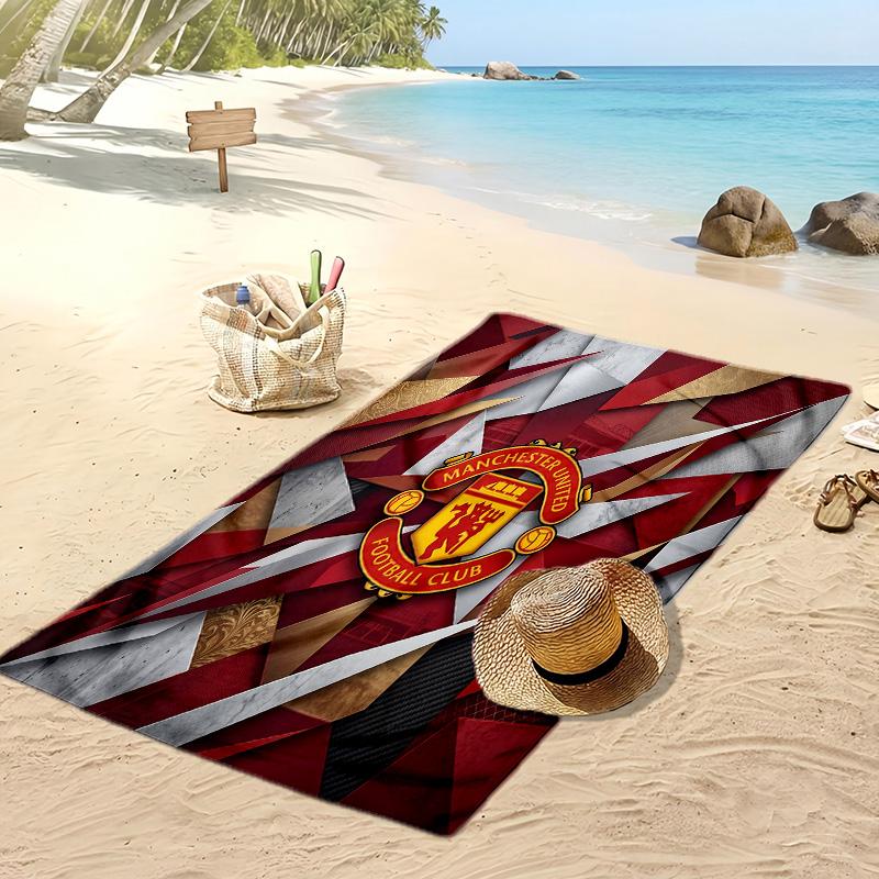 Manchester United Bedrucktes Strandtuch Schnelltrocknend Weiches Handtuch Tragbare Große Rechteckige Stranddecke für Reisen Schwimmbad