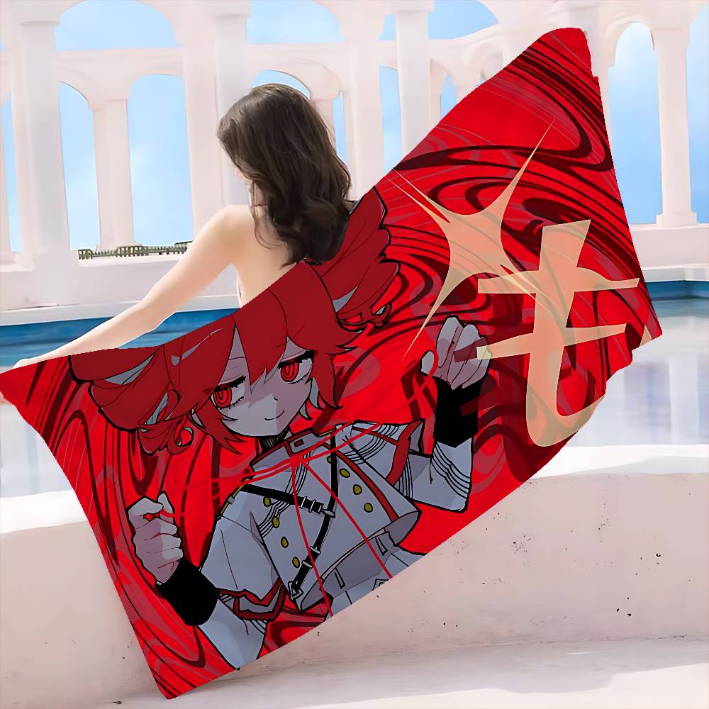 Popular Singer Kasanes Teto Anime Beach Swimming Towel Soft Absorbent Washcloth Children's Gifts for Kids Travel Camping Gym