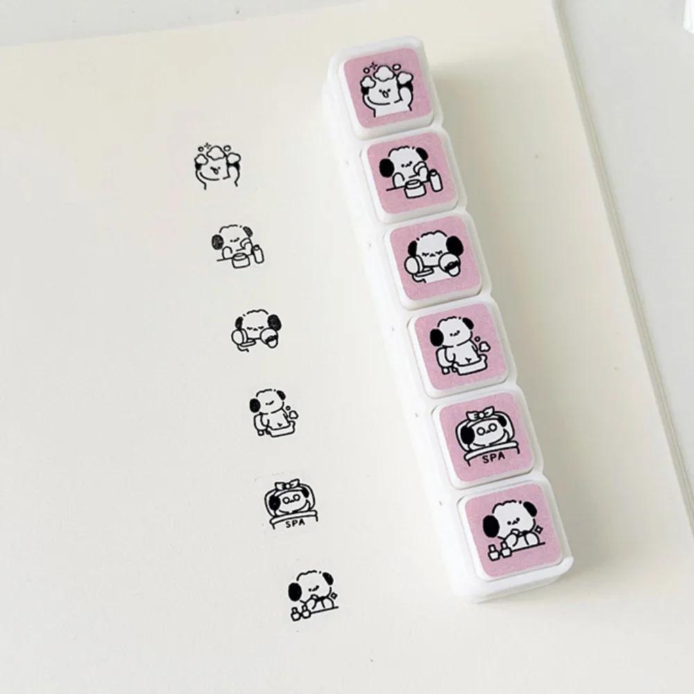 New 6 Designs Decorative Stamps Diy Crafts Cartoon Press Inkpad Stamps Multipurpose Scrapbooking Stamp Journal Planner