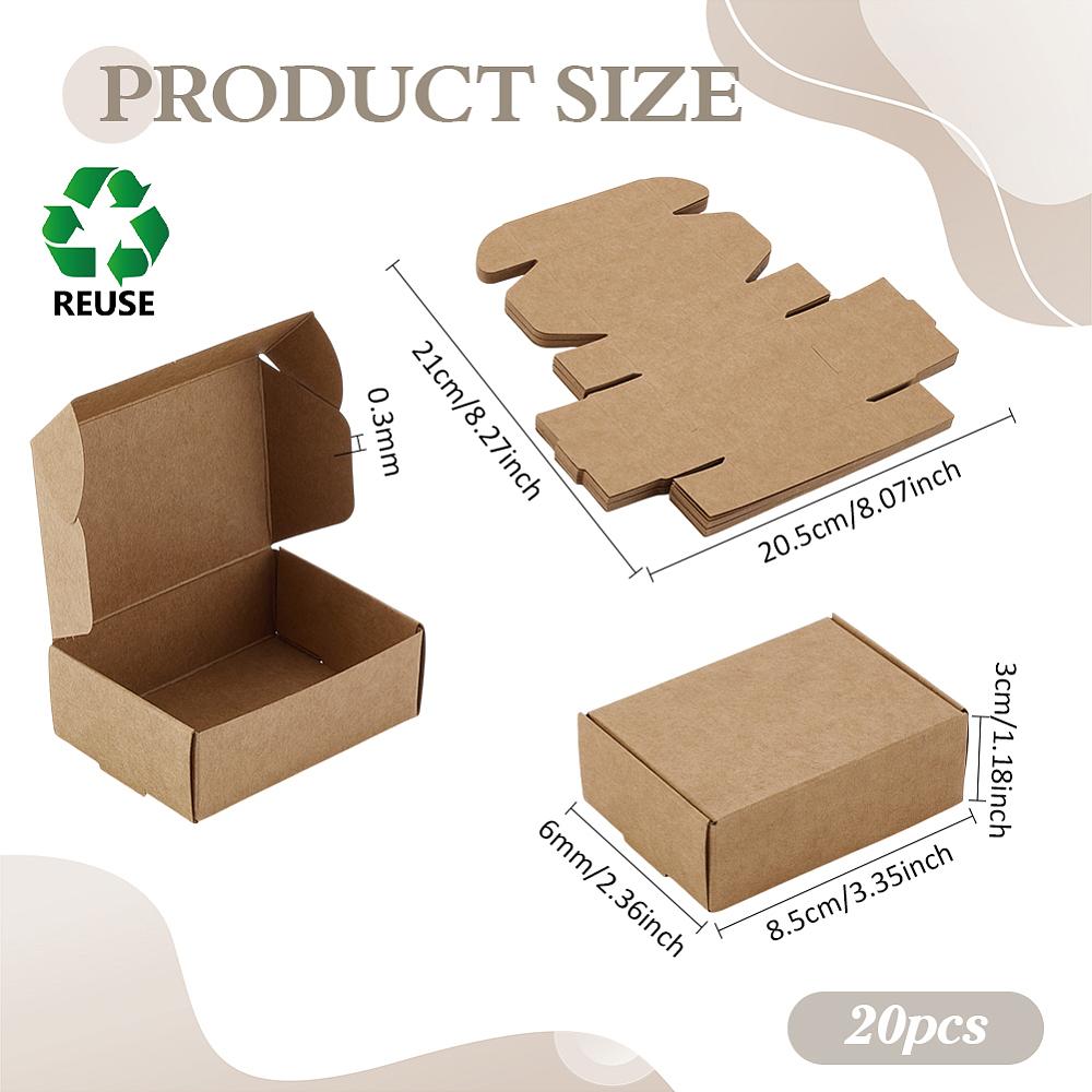 20pcs Cardboard Paper Mailer Boxes Shipping Boxes BurlyWood Rectangle 8.5x6x3cm