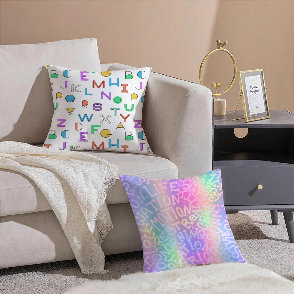 Simple E-English Letters Pillow Case Square Pillow Bedroom Sofa Leisure Comfort Cushion Living Room Home Decoration