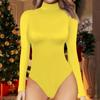 Women's One-piece T-shirt Slim Long Sleeve Half High Neck Solid Color Jumpsuit Top