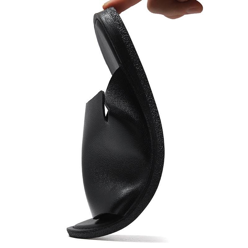 Soft Leather Slippers For Men 2024 Summer New Style Comfortable Outdoor Brown Sandals Genuine Leather Trend Mens Beach Shoes