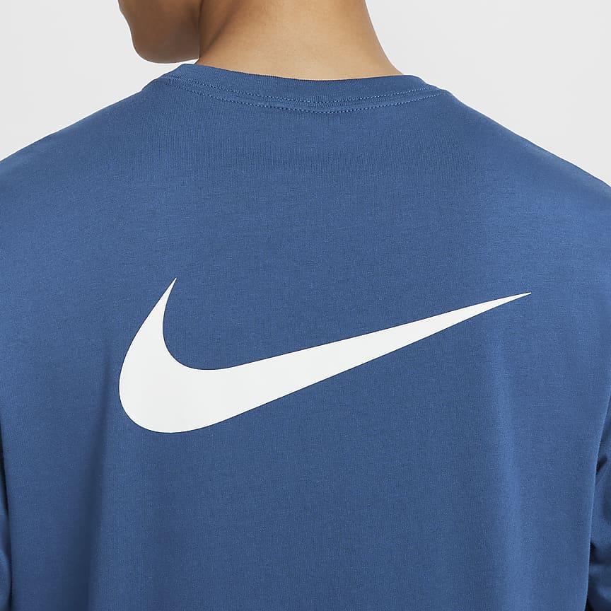 Nike Sportswear Logo Print Crew Neck Long Sleeve T-Shirt Men Tops Garden-Blue HQ1569-421