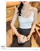 New Lace Back Strappy Tank Top with Fixed Cup and Chest Pads
