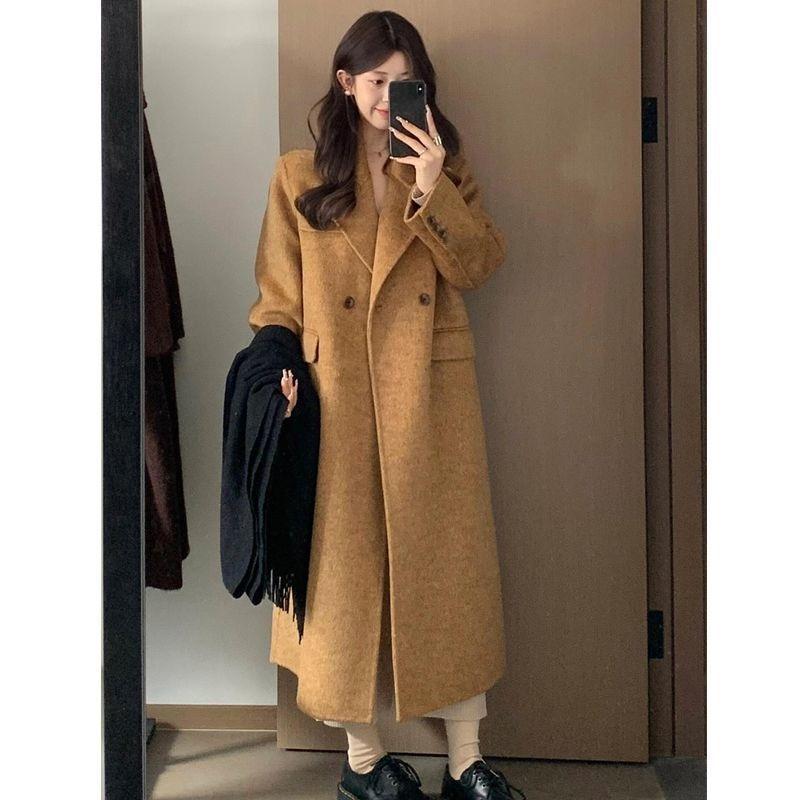 Winter Wool Coat for Women Mid Length Korean Fashion Warm Trench Jacket