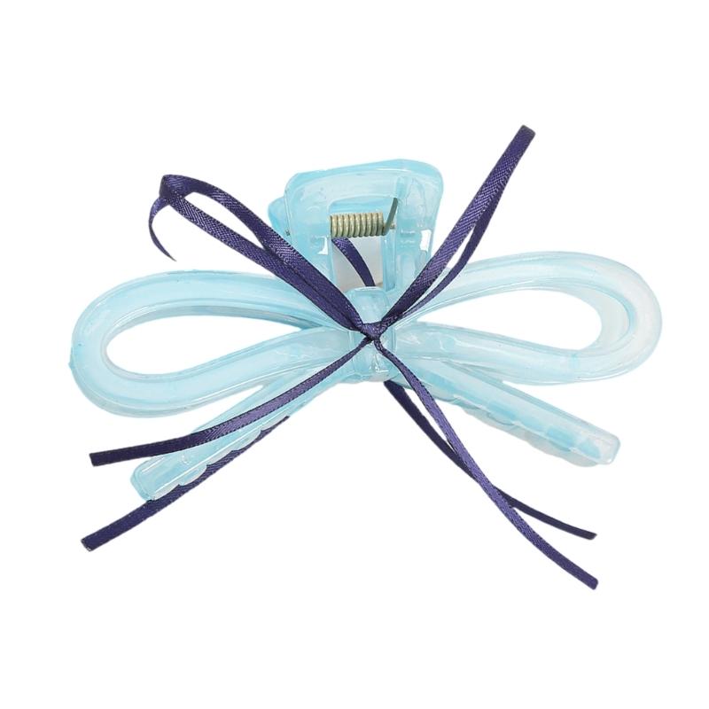 Lightweight Ergonomic Hair Claw Clip With Ribbon Bows Practical Acrylic Hairpin Hair Ornament For Office School Styling