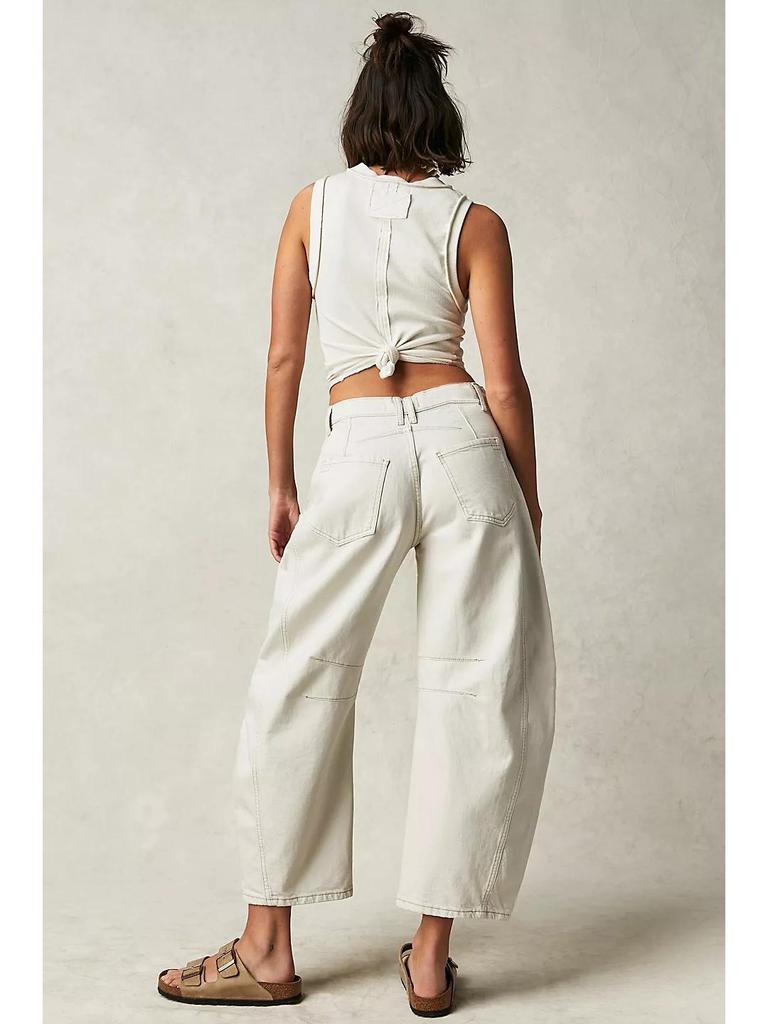 2024 Damen Wide-Leg Mid-Low Waist Washed Denim Jeans