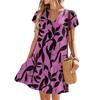 Women's Dresses Short Sleeve V-Neck Floral Printed Loose Casual Temperament Beach Dresses