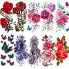 10 foi de flori de bujor tatuaj temporar pentru femei adulți 3D fluture tatuaj fals realistă acuarelă tatuaje florale autocolant