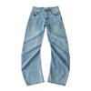 Womens Loose Straight Jeans Low Waist Stitched Denim Pants Streetwear