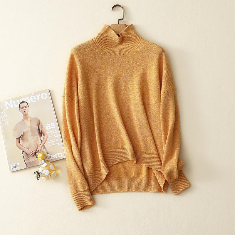 2026 Autumn/Winter Women's Marled Romantic Colors Half-High Collar Loose Cashmere Sweater