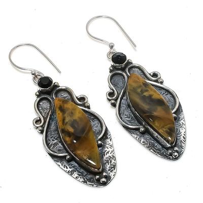 Natural Sonora Sunrise, Spinel Gemstone 925 Sterling Silver Earring 2.68" b5W56